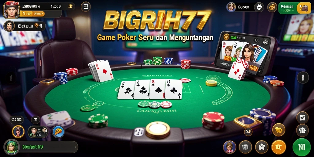 Screenshot gameplay BIGRICH77 menampilkan pertandingan Poker menegangkan.