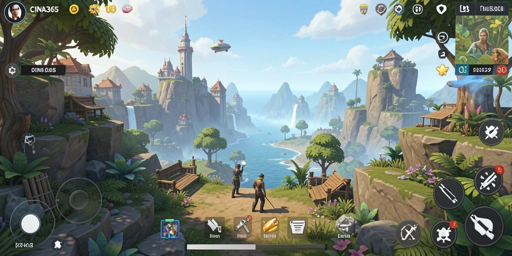 Tampilan gameplay CINA365 yang memukau dengan berbagai lingkungan open world.