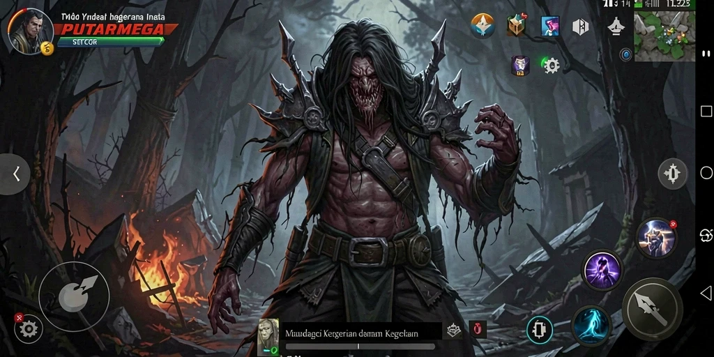 Tangkapan layar gameplay PUTARMEGA yang memperlihatkan suasana menakutkan.