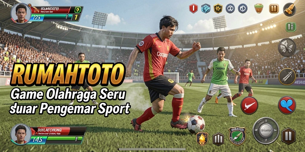 Tampilan gameplay RUMAHTOTO yang penuh aksi dalam permainan olahraga.