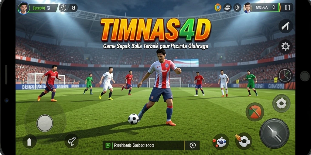 Tampilan gameplay menegangkan dengan aksi sepak bola yang memukau.