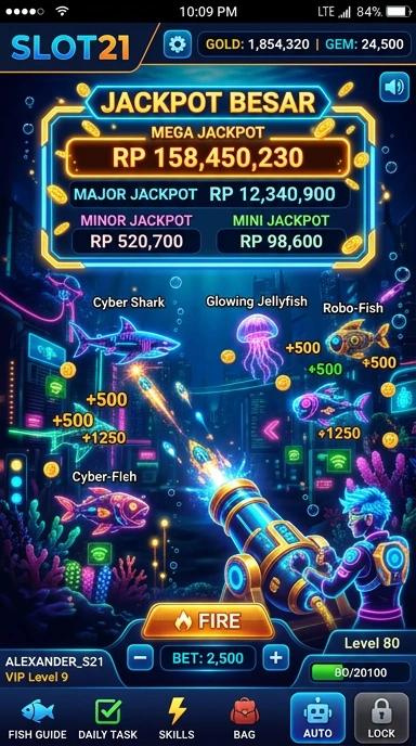 Screenshot aplikasi slot21 menunjukkan berbagai kategori yang tersedia.